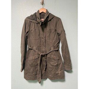 Vintage Y2K 2000s Anchor Blue Women's Dark Green Utility Jacket with Tie Size XL